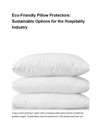 Eco-Friendly Pillow Protectors: Sustainable Options for the Hospitality Industry