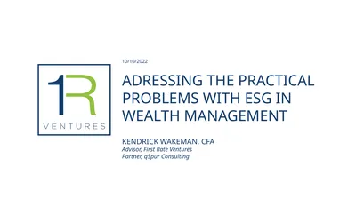 ADRESSING THE PRACTICAL PROBLEMS WITH ESG IN