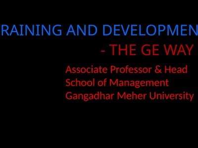 TRAINING AND DEVELOPMENT - THE GE WAY Associate
