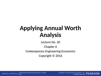 Applying Annual Worth Analysis Lecture No. 20