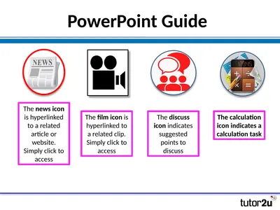 PowerPoint Guide The news icon is hyperlinked to a