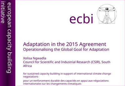 Adaptation in the 2015 Agreement Operationalising