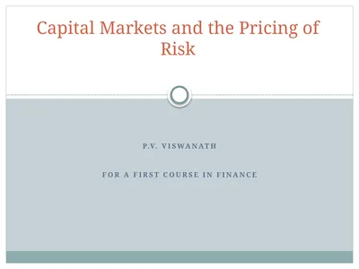 Capital Markets and the Pricing of Risk P.V.