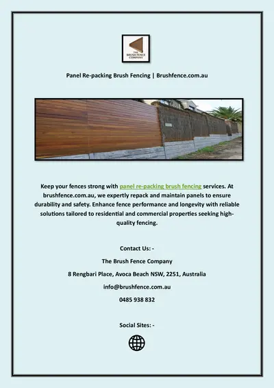 Panel Re-packing Brush Fencing | Brushfence.com.au