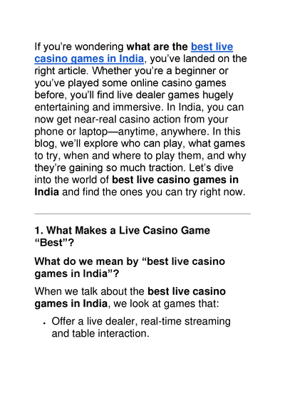 Best Live Casino Games in India You Can Try Right Now