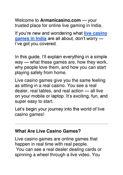 The Complete Beginner’s Guide to Live Casino Games in India