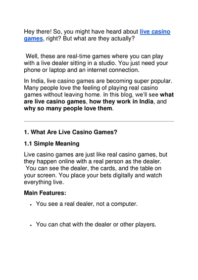 What Are Live Casino Games and How Do They Work in India?