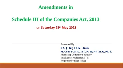 Amendments in Schedule III of the Companies Act,