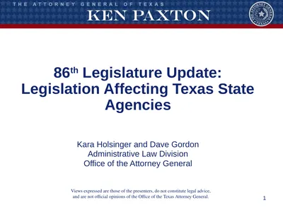 86th Legislature Update: Legislation Affecting