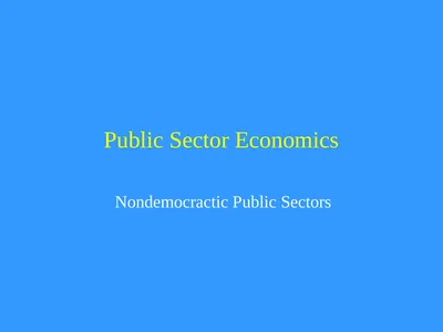 Public Sector Economics Nondemocractic Public