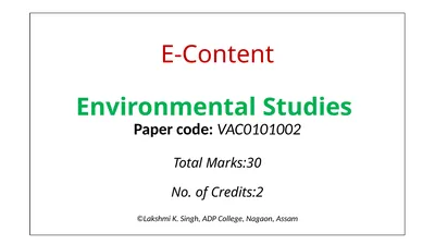 E-Content Environmental Studies Paper code: