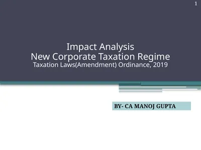 Impact Analysis New Corporate Taxation Regime