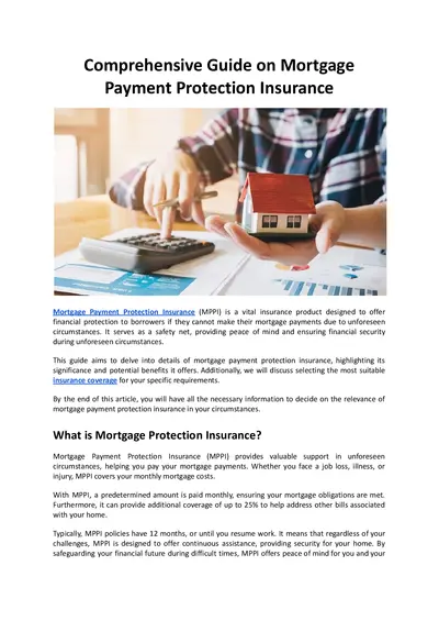 Comprehensive Guide on Mortgage Protection Insurance - Mountview Financial Solutions
