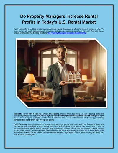 Do Property Managers Increase Rental Profits in Today’s U.S. Rental Market?