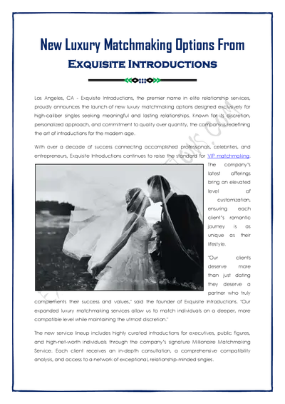 New Luxury Matchmaking Service Options
