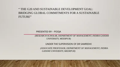 “ The G20 and Sustainable Development Goal: