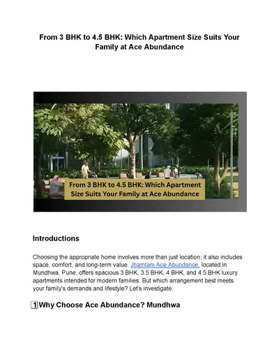 Ace Abundance Mundhwa – 3, 4.5 BHK Luxury Homes by Jhamtani