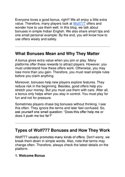 Bonuses and Promotions: How to Make the Most of Wolf777 Offers