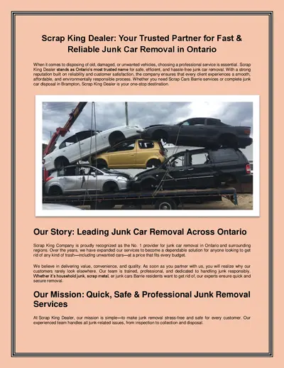 Scrap King Dealer: Your Trusted Partner for Fast & Reliable Junk Car Removal in Ontario