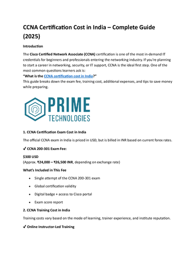 ccna certificate cost in india