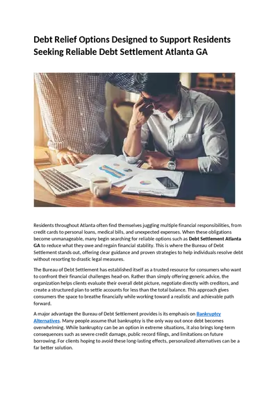 Debt Relief Options Designed to Support Residents Seeking Reliable Debt Settlement Atlanta GA