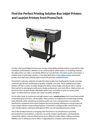 Find the Perfect Printing Solution Buy Inkjet Printers and Laserjet Printers from PromoTech