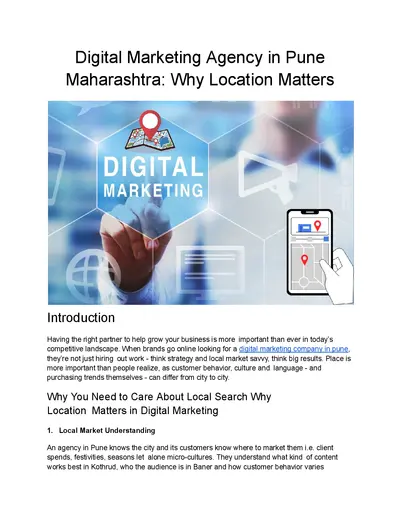 Digital Marketing Agency in Pune Maharashtra: Why Location Matters