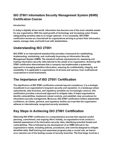 ISO 27001 Certification Essentials