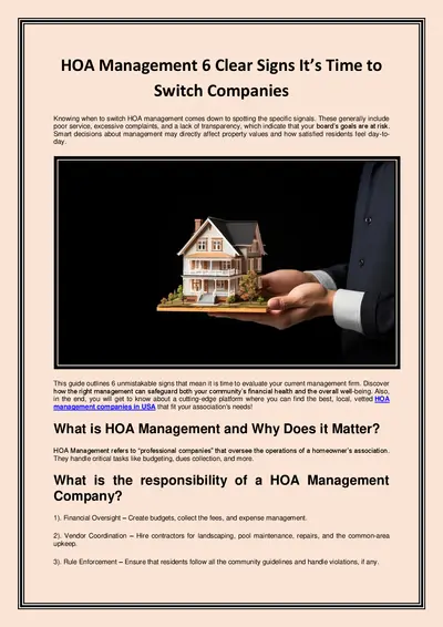 HOA Management: 6 Clear Signs It’s Time to Switch Companies