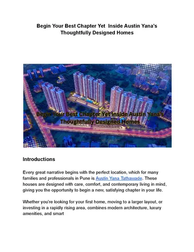 Austin Yana Tathawade – Luxury 2, 3 & 4 BHK Homes in Pune