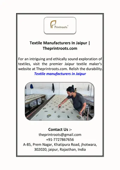 Textile Manufacturers In Jaipur | Theprintroots.com