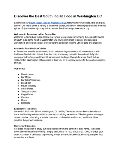 Discover the Best South Indian Food in Washington DC