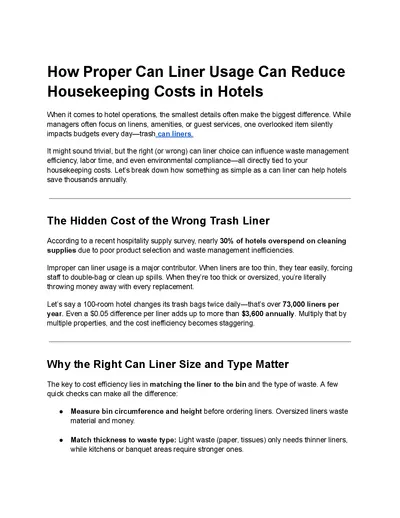 High-Quality Trash Can Liners | AGH Supply Hotel Supplies