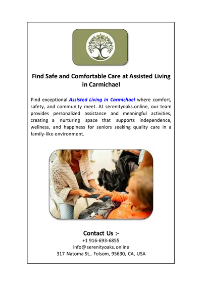 Find Safe and Comfortable Care at Assisted Living in Carmichael