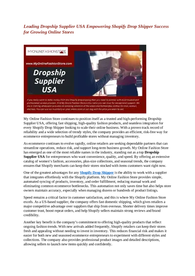 Leading Dropship Supplier USA Empowering Shopify Drop Shipper Success for Growing Online Stores