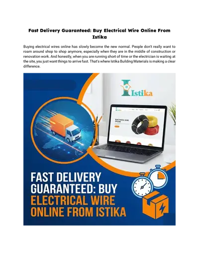Fast Delivery Guaranteed: Buy Electrical Wire Online From Istika