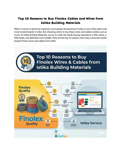 Top 10 Reasons to Buy Finolex Cables and Wires from Istika Building Materials