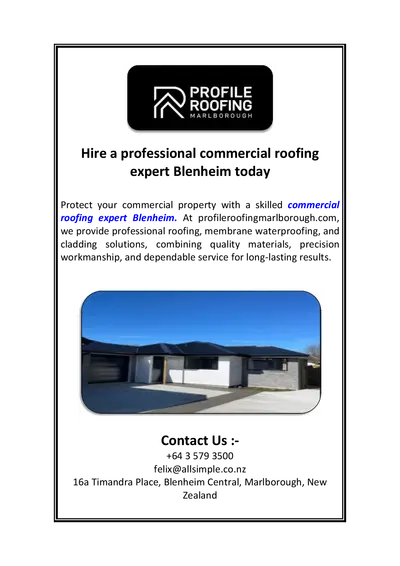 Hire a professional commercial roofing expert Blenheim today