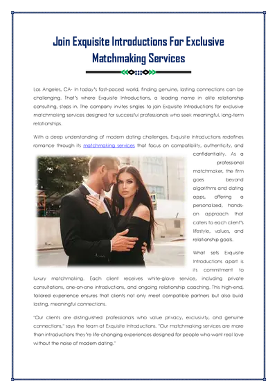 Exclusive Matchmaking Services