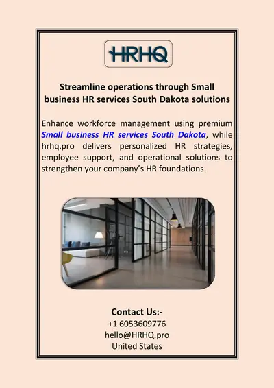 Streamline operations through Small business HR services South Dakota solutions