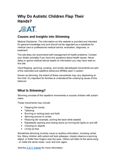 Why Do Autistic Children Flap Their Hands