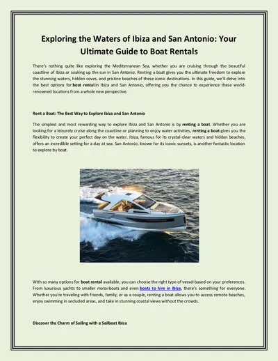 Exploring the Waters of Ibiza and San Antonio: Your Ultimate Guide to Boat Rentals