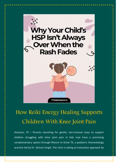 How Reiki Energy Healing Supports Children With Knee Joint Pain