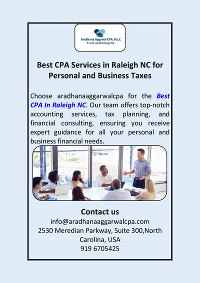 Best CPA Services in Raleigh NC for Personal and Business Taxes