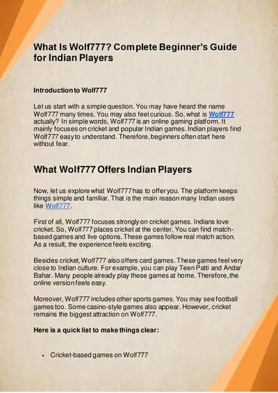 What Is Wolf777Cricket? Complete Beginner’s Guide for Indian Players