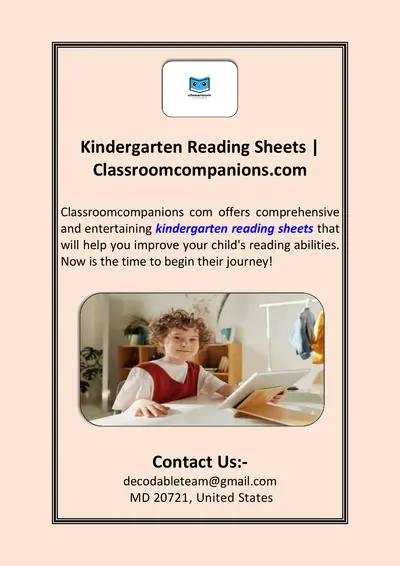 Kindergarten Reading Sheets | Classroomcompanions.com