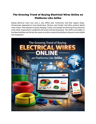 The Growing Trend of Buying Electrical Wires Online on Platforms Like Istika