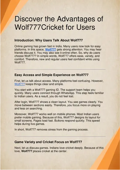 Discover the Advantages of Wolf777 for Users