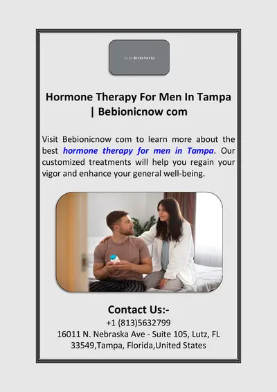 Hormone Therapy For Men In Tampa | Bebionicnow.com