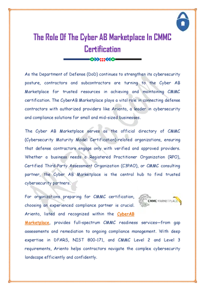 The Role Of The Cyber AB Marketplace In CMMC Certification